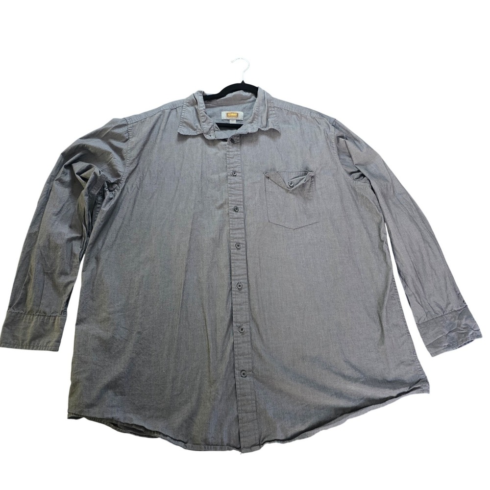 The Foundry Supply Co Mens 2XLT Gray 100% Cotton Long Sleeve‎ Button Up Shirt
